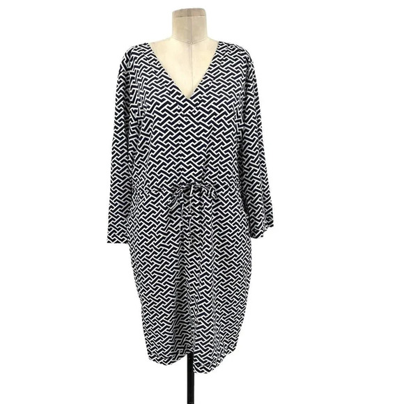 Peter Millar Navy Blue White Geometric Print Stripe Drawstring Dress Size‎ XL - Picture 1 of 11